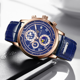Montre chronographe avec bracelet en cuir luxueux