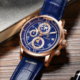 Montre chronographe avec bracelet en cuir luxueux
