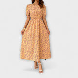 Amelia – Robe à Encolure Ronde et Motif Floral