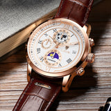 Montre chronographe avec bracelet en cuir luxueux