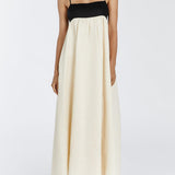Robe maxi noire et blanche à bretelles