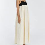 Robe maxi noire et blanche à bretelles