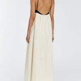 Robe maxi noire et blanche à bretelles