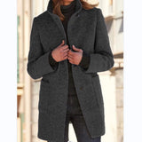 Vintora | – Manteau d'hiver rétro pour femme avec boutons et col haut