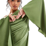 Robe Maxi Asymétrique en Satin Vert