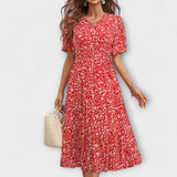 Amelia – Robe à Encolure Ronde et Motif Floral