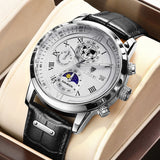 Montre chronographe avec bracelet en cuir luxueux