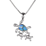 Collier en opale bleue avec une tortue