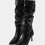 Chaussures en cuir synthétique avec plis et bout pointu