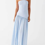 Robe maxi exclusive sans dos, avec volants, sans bretelles