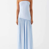 Robe maxi exclusive sans dos, avec volants, sans bretelles