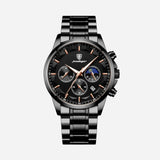 Montre de sport pour homme de première qualité avec mécanisme à quartz, chronographe et bracelet en cuir