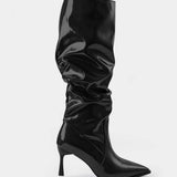 Chaussures en cuir synthétique avec plis et bout pointu