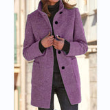 Vintora | – Manteau d'hiver rétro pour femme avec boutons et col haut