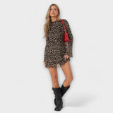 Júlia | Robe en dentelle à motif léopard avec des manches larges