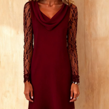 Elena | Robe unie avec col libre et patchwork