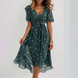 DIMARA Midi Robe | Manches Évasées | Tissu Léger | Style Bohème d'Été