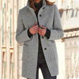 Vintora | – Manteau d'hiver rétro pour femme avec boutons et col haut