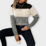 Pull à col montant en couleurs bloquées – Contraste moderne