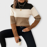 Pull à col montant en couleurs bloquées – Contraste moderne