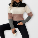 Pull à col montant en couleurs bloquées – Contraste moderne