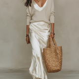 Elena | Robe midi en satin avec pull assorti