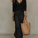 Elena | Robe midi en satin avec pull assorti