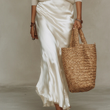 Elena | Robe midi en satin avec pull assorti