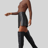 Bottes Noires Bella Hautes avec Talon Large