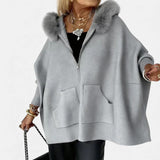 Evelyn | Manteau aléatoire avec capuche et col en fourrure