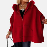 Evelyn | Manteau aléatoire avec capuche et col en fourrure