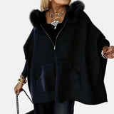 Evelyn | Manteau aléatoire avec capuche et col en fourrure