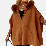 Evelyn | Manteau aléatoire avec capuche et col en fourrure