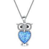 Collier avec opale bleue et hibou