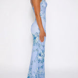 Sofia | Robe en Dentelle Fleurie Bleue