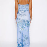 Sofia | Robe en Dentelle Fleurie Bleue