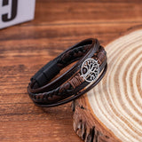 Yggdrasil - Bracelet en cuir tressé