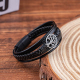 Yggdrasil - Bracelet en cuir tressé