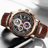 Montre chronographe avec bracelet en cuir luxueux