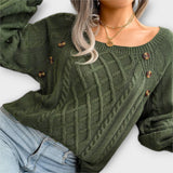 Pull élégant avec motif tricoté – avec des détails de boutons