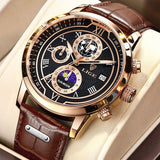 Montre chronographe avec bracelet en cuir luxueux