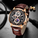 Montre chronographe avec bracelet en cuir luxueux