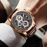 Montre chronographe avec bracelet en cuir luxueux