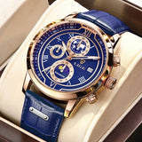 Montre chronographe avec bracelet en cuir luxueux