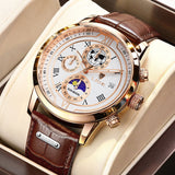 Montre chronographe avec bracelet en cuir luxueux