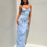 Sofia | Robe en Dentelle Fleurie Bleue