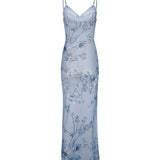 Sofia | Robe en Dentelle Fleurie Bleue