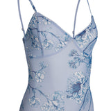 Sofia | Robe en Dentelle Fleurie Bleue
