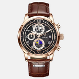 Montre chronographe avec bracelet en cuir luxueux