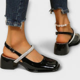 Celandra | Mary Janes avec des bandes brillantes et un talon bloc